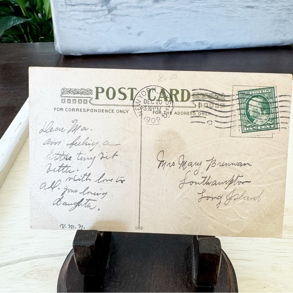 Antique Postmarked 1909 Mailman Delivering Santa's Telegram Holiday Postcard - Picture 6 of 11